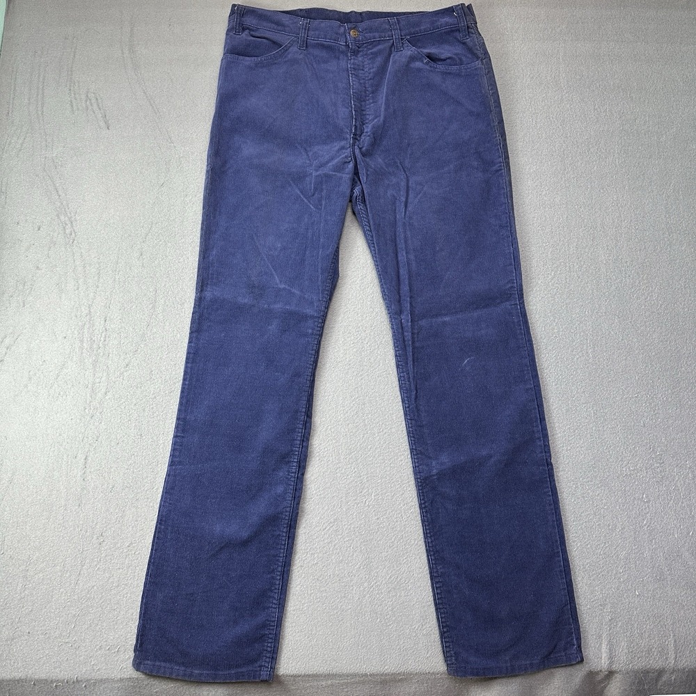 White Tab LEVI'S Strauss Vintage 70s Levi's 519 1519 Corduroy Pants 36x34 Blue